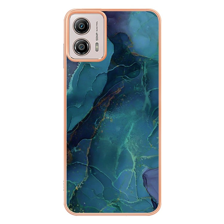 YB IMD Series-16 Style E Phone Case For Motorola Moto G53 5G / G23 4G / G13 4G IMD Marble Pattern 2.0mm TPU Cover - Green