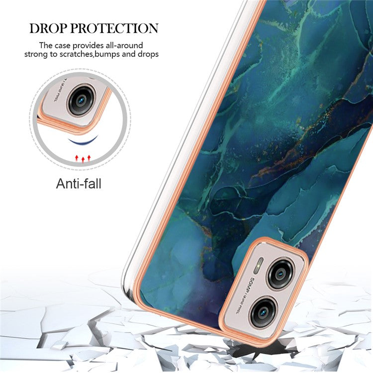 YB IMD Series-16 Style E Phone Case For Motorola Moto G53 5G / G23 4G / G13 4G IMD Marble Pattern 2.0mm TPU Cover - Green