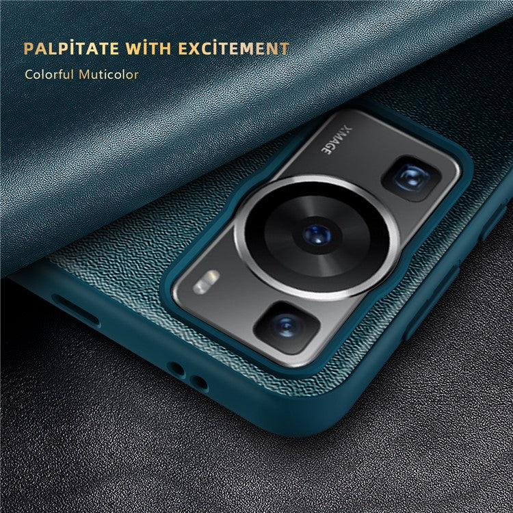 For Huawei P60 Anti-Drop Case View Window PU Leather Flip Cover TPU Acrylic Phone Case - Blue