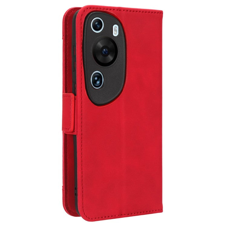 Wallet Phone Case for Huawei P60 Art Leather Flip Cover Multiple Card Slots Phone Shell with Stand - Red