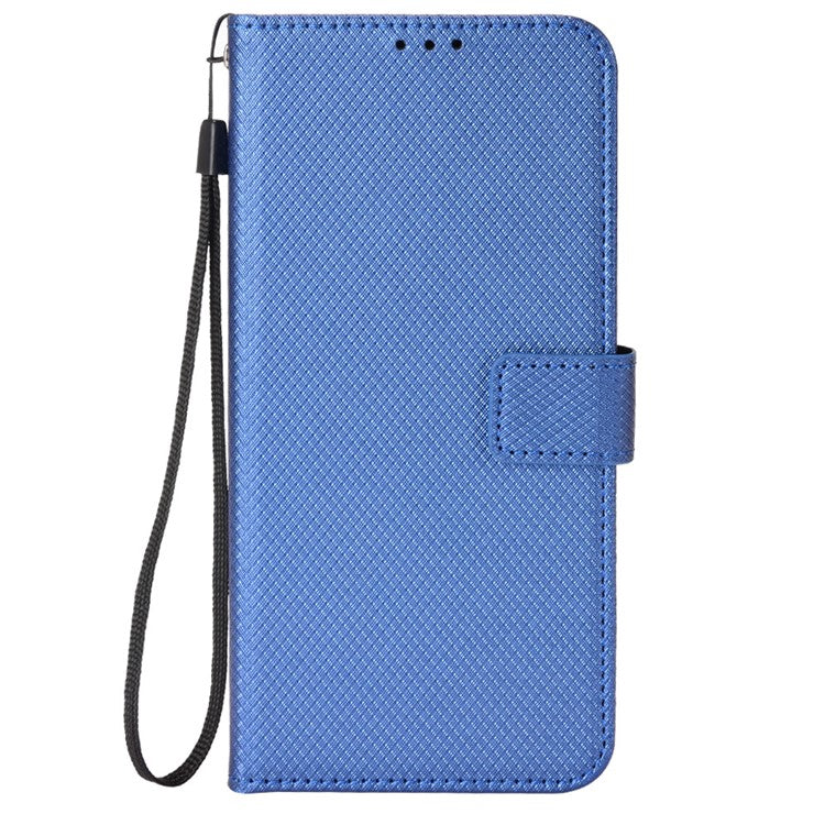 PU Leather Flip Case for Huawei P60 Art Protective Cover Diamond Texture Anti-Drop Wallet Phone Case - Blue