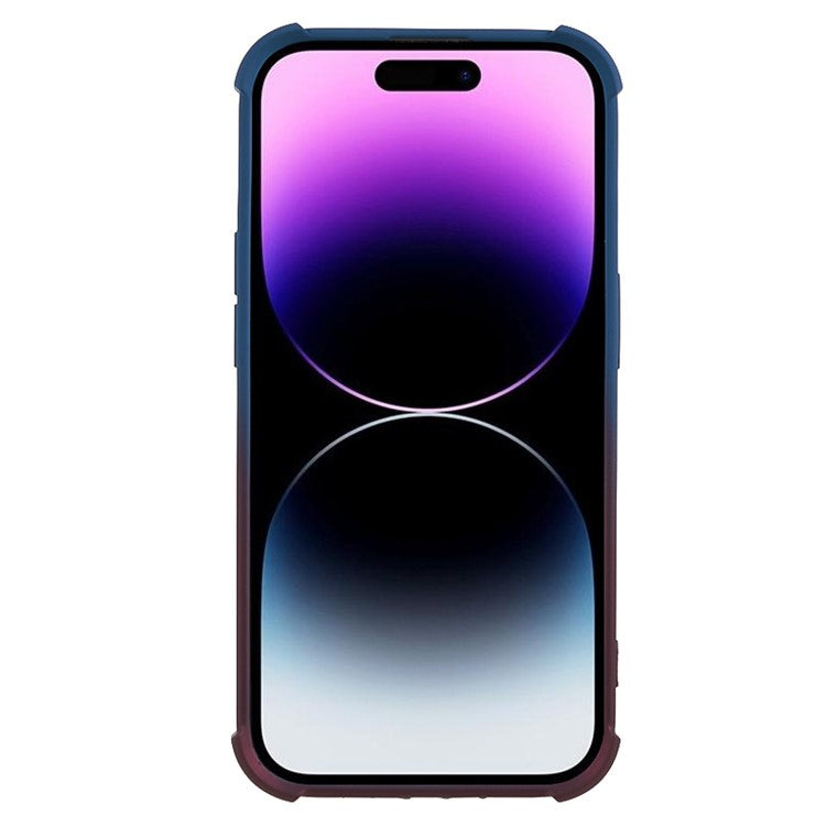 Magnetic Gradient Case for iPhone 14 Pro , TPU Corner Cushion Phone Cover with Camera Lens Protector - Blue + Wine Red