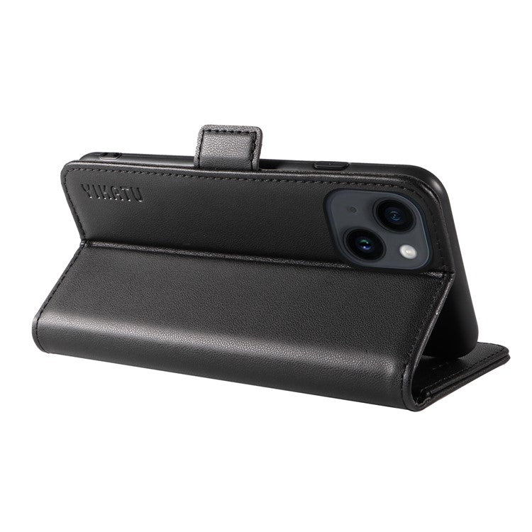 YIKATU YK-003 For iPhone 14 PU Leather Magnetic Flip Case Wallet Stand Protective Cover - Black