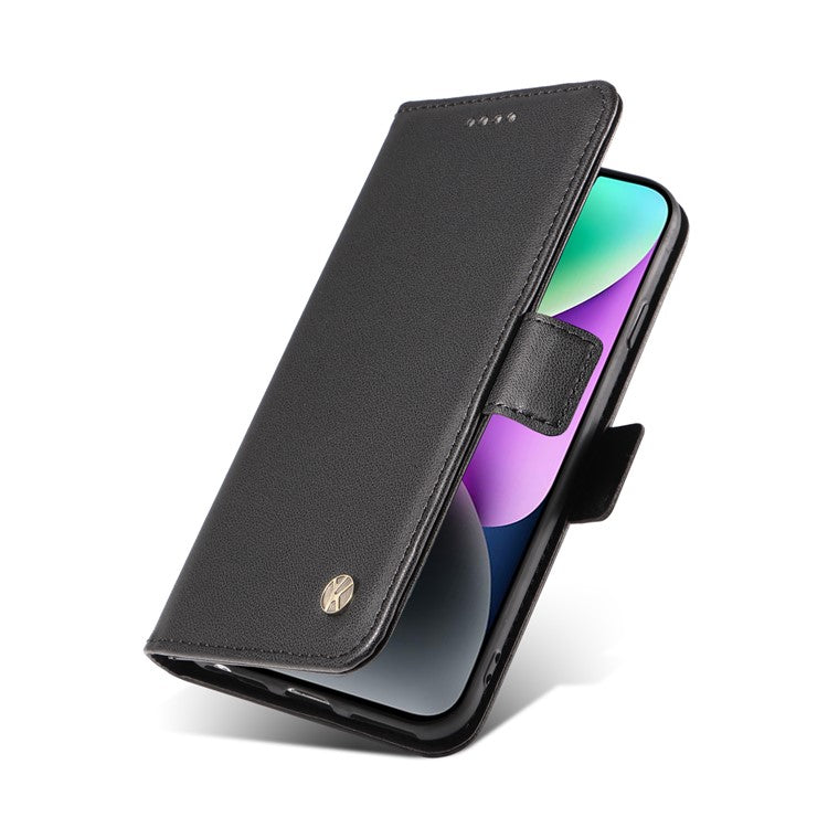 YIKATU YK-003 For iPhone 14 PU Leather Magnetic Flip Case Wallet Stand Protective Cover - Black