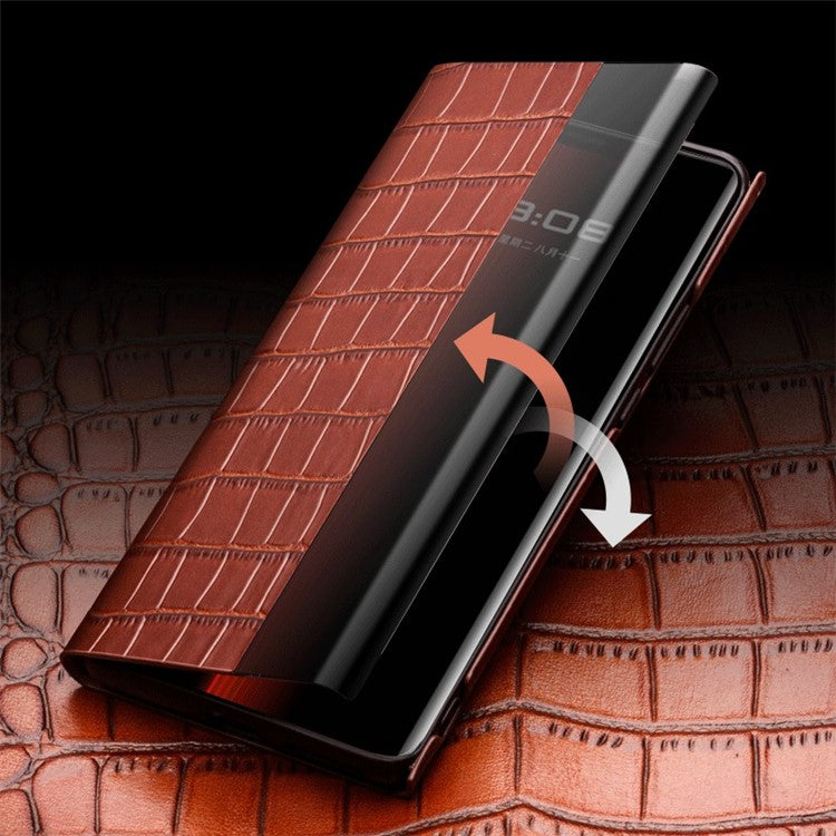 QIALINO Anti-Drop Phone Case for Huawei Mate 50 RS Porsche Design 4G Genuine Cow Leather PC Cover - Black