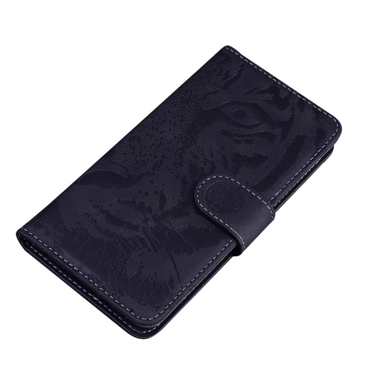 Wallet Stand Shell for Huawei nova Y61 4G / Enjoy 50z 4G Phone Cover Tiger Imprinted PU Leather Case - Black