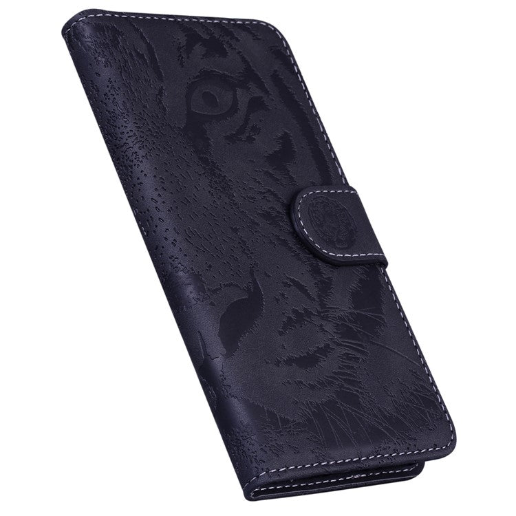 Wallet Stand Shell for Huawei nova Y61 4G / Enjoy 50z 4G Phone Cover Tiger Imprinted PU Leather Case - Black