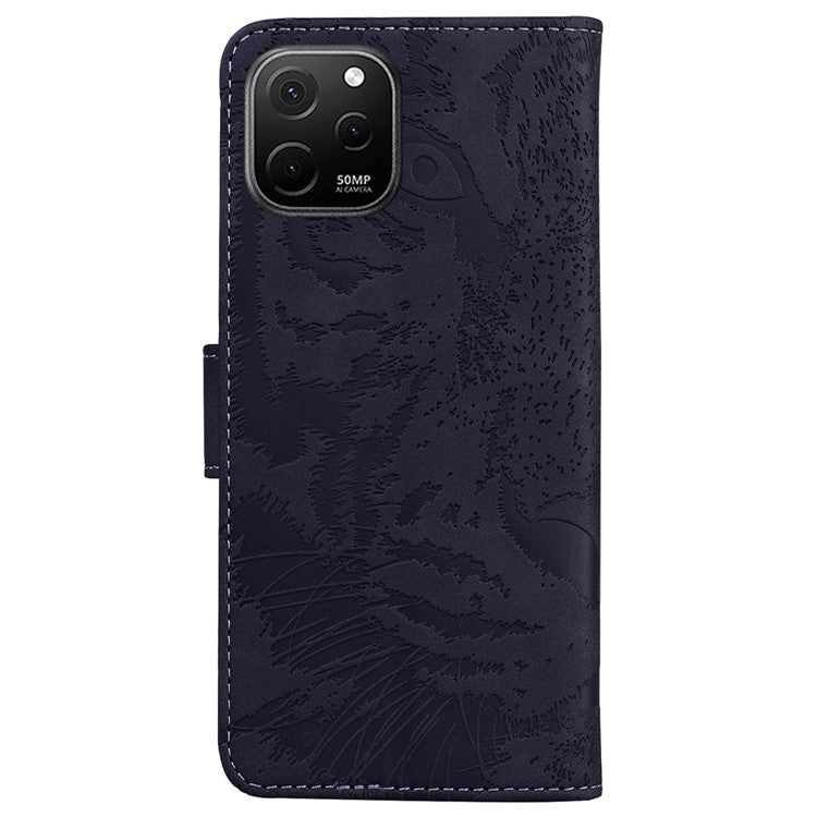Wallet Stand Shell for Huawei nova Y61 4G / Enjoy 50z 4G Phone Cover Tiger Imprinted PU Leather Case - Black