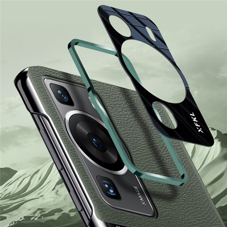 For Huawei P60 Pro Shockproof Case PC PU Leather Case Smartphone Protective Cover - Purple
