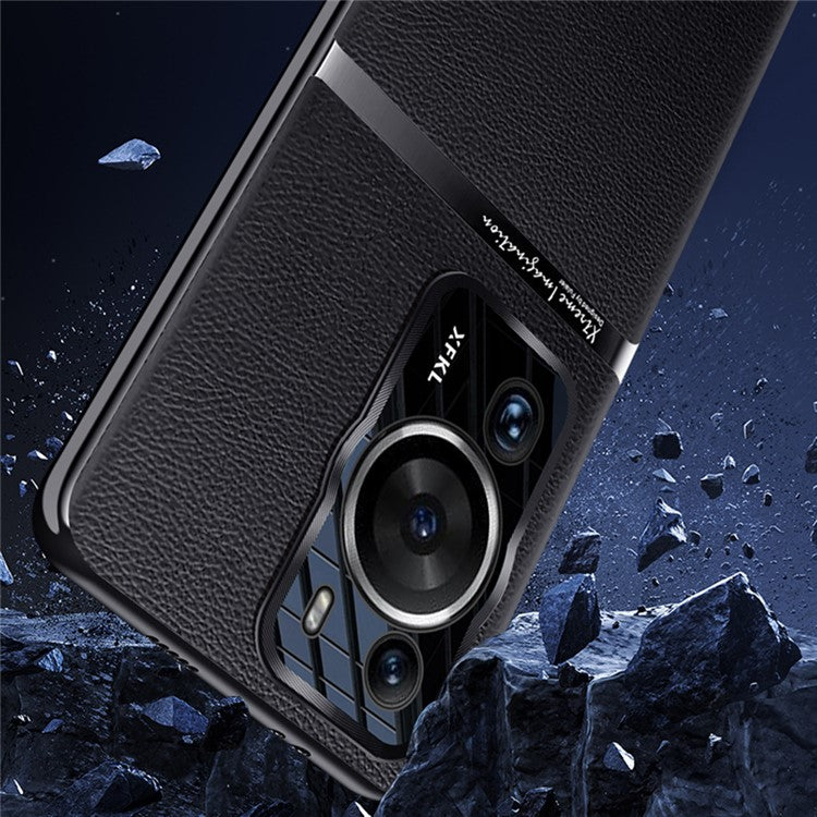 For Huawei P60 Pro Shockproof Case PC PU Leather Case Smartphone Protective Cover - Purple