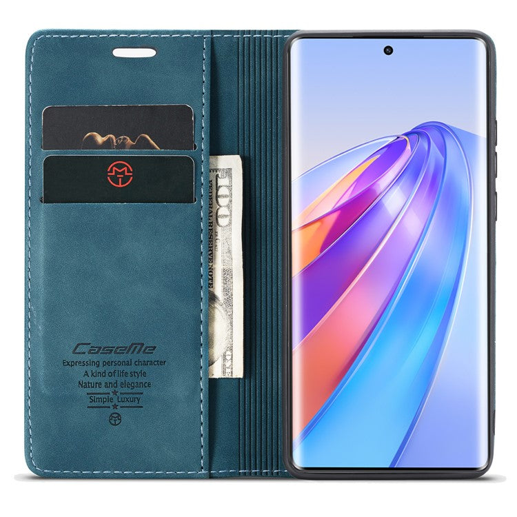 CASEME 013 Series For Honor X40 5G / X9a 5G / Magic5 Lite 5G Phone Case PU Leather Wallet Stand Cover - Blue