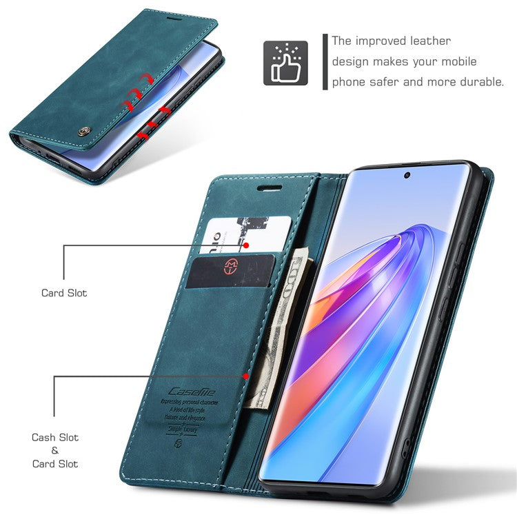 CASEME 013 Series For Honor X40 5G / X9a 5G / Magic5 Lite 5G Phone Case PU Leather Wallet Stand Cover - Blue