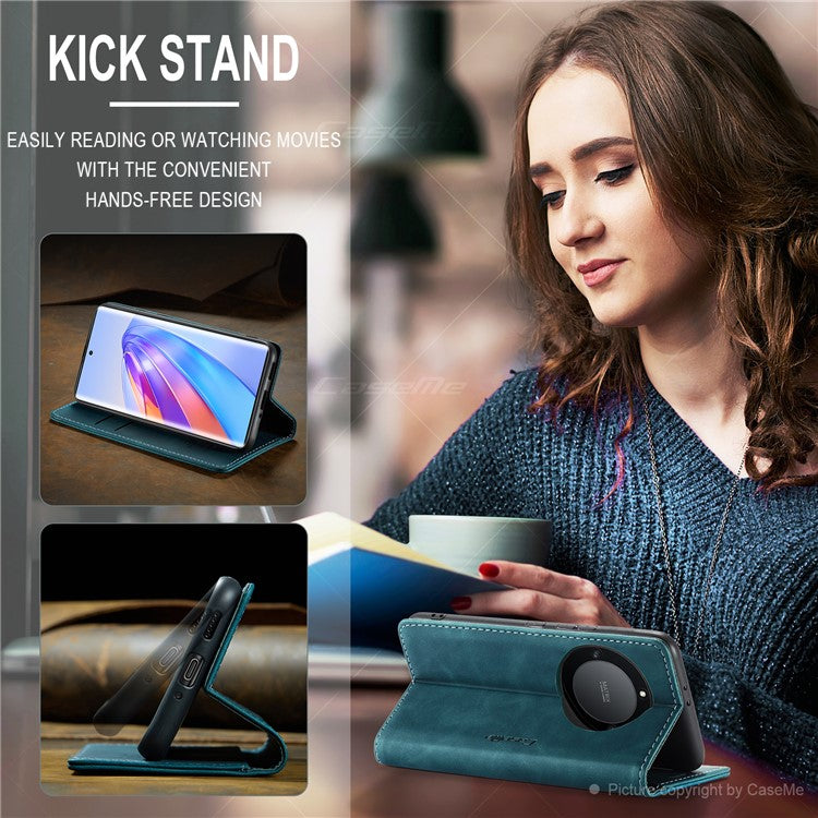 CASEME 013 Series For Honor X40 5G / X9a 5G / Magic5 Lite 5G Phone Case PU Leather Wallet Stand Cover - Blue