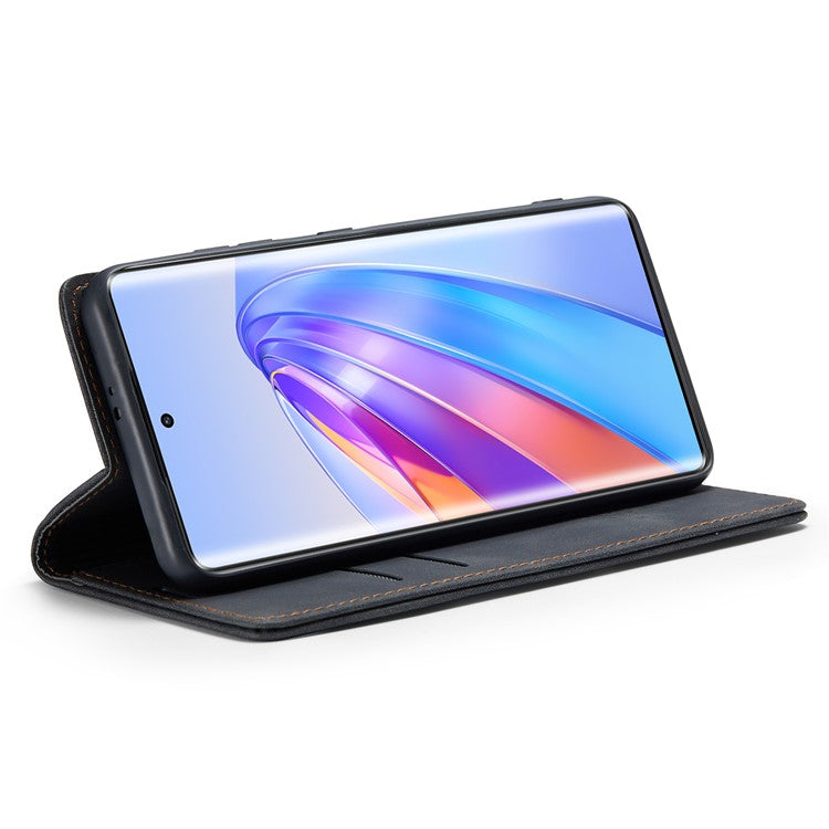 CASEME 013 Series For Honor X40 5G / X9a 5G / Magic5 Lite 5G Phone Case PU Leather Wallet Stand Cover - Black