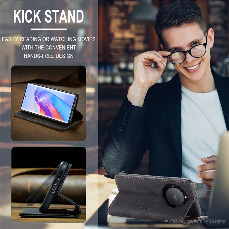 CASEME 013 Series For Honor X40 5G / X9a 5G / Magic5 Lite 5G Phone Case PU Leather Wallet Stand Cover - Black