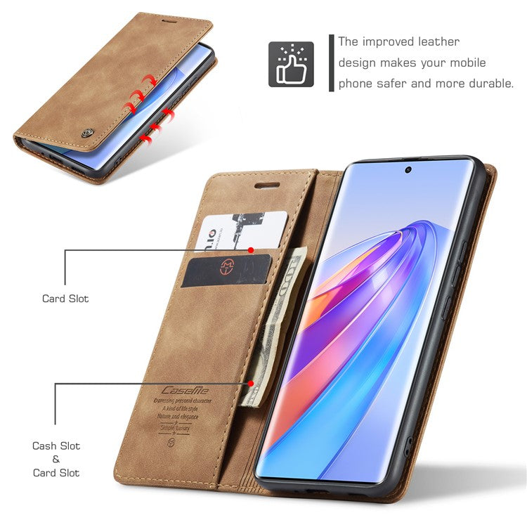 CASEME 013 Series For Honor X40 5G / X9a 5G / Magic5 Lite 5G Phone Case PU Leather Wallet Stand Cover - Brown