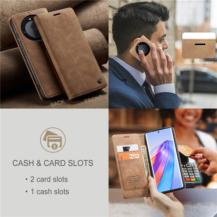 CASEME 013 Series For Honor X40 5G / X9a 5G / Magic5 Lite 5G Phone Case PU Leather Wallet Stand Cover - Brown