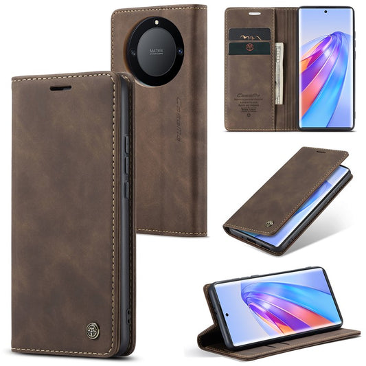 CASEME 013 Series For Honor X40 5G / X9a 5G / Magic5 Lite 5G Phone Case PU Leather Wallet Stand Cover - Coffee