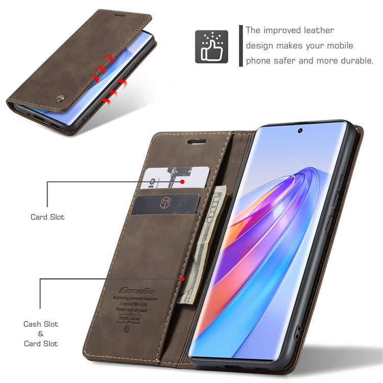 CASEME 013 Series For Honor X40 5G / X9a 5G / Magic5 Lite 5G Phone Case PU Leather Wallet Stand Cover - Coffee