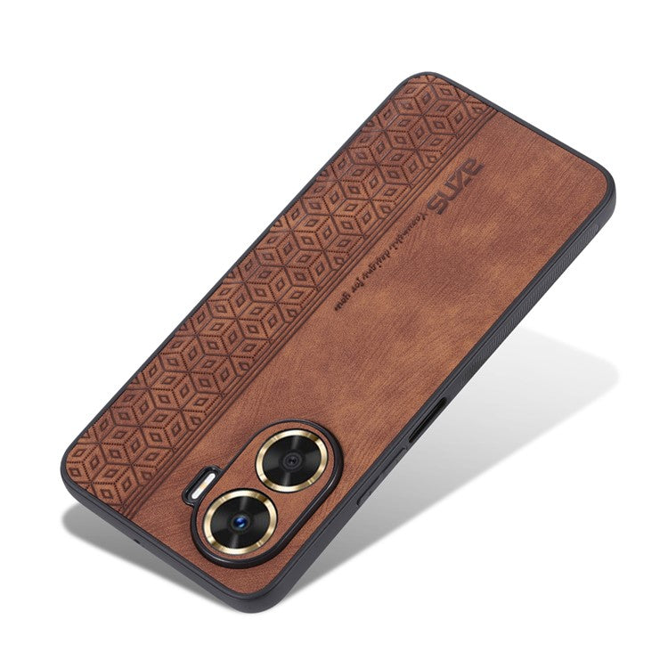 AZNS For Huawei Enjoy 60 Imprinted Phone Case PU Leather Coated TPU Protective Phone Cover - Brown