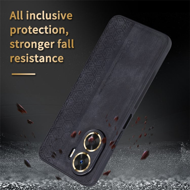AZNS For Huawei Enjoy 60 Imprinted Phone Case PU Leather Coated TPU Protective Phone Cover - Brown