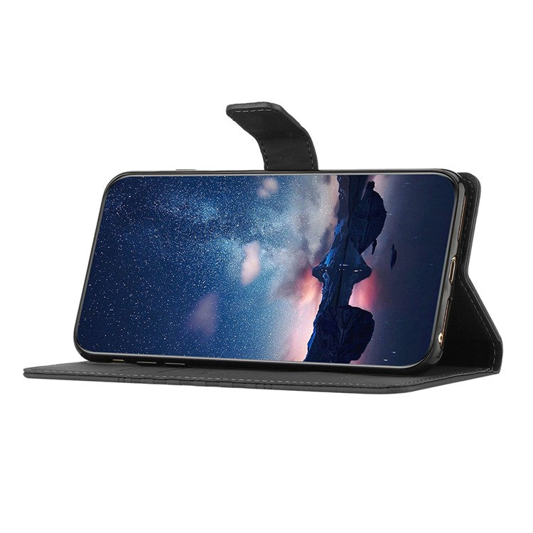 PU Leather Stand Case for Motorola Moto G73 5G , Wallet Imprinted Rhombus Cell Phone Cover - Black
