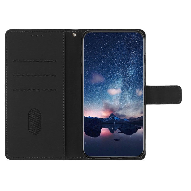 PU Leather Stand Case for Motorola Moto G73 5G , Wallet Imprinted Rhombus Cell Phone Cover - Black