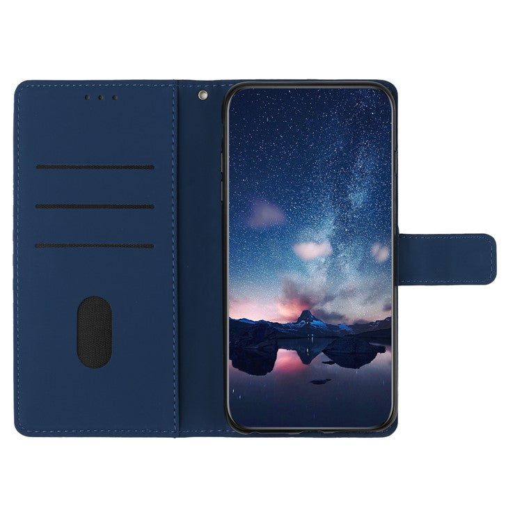 PU Leather Stand Case for Motorola Moto G73 5G , Wallet Imprinted Rhombus Cell Phone Cover - Blue