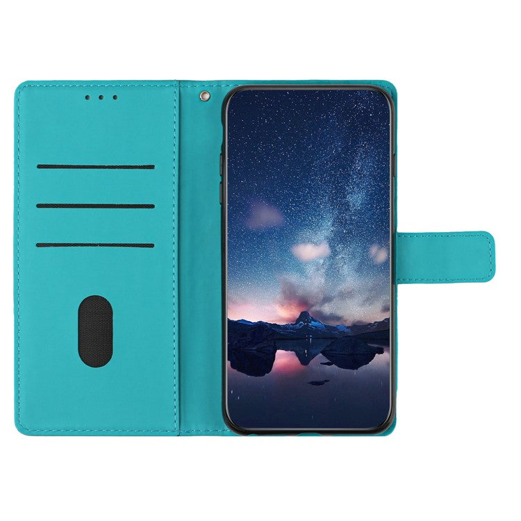 PU Leather Stand Case for Motorola Moto G73 5G , Wallet Imprinted Rhombus Cell Phone Cover - Sky Blue