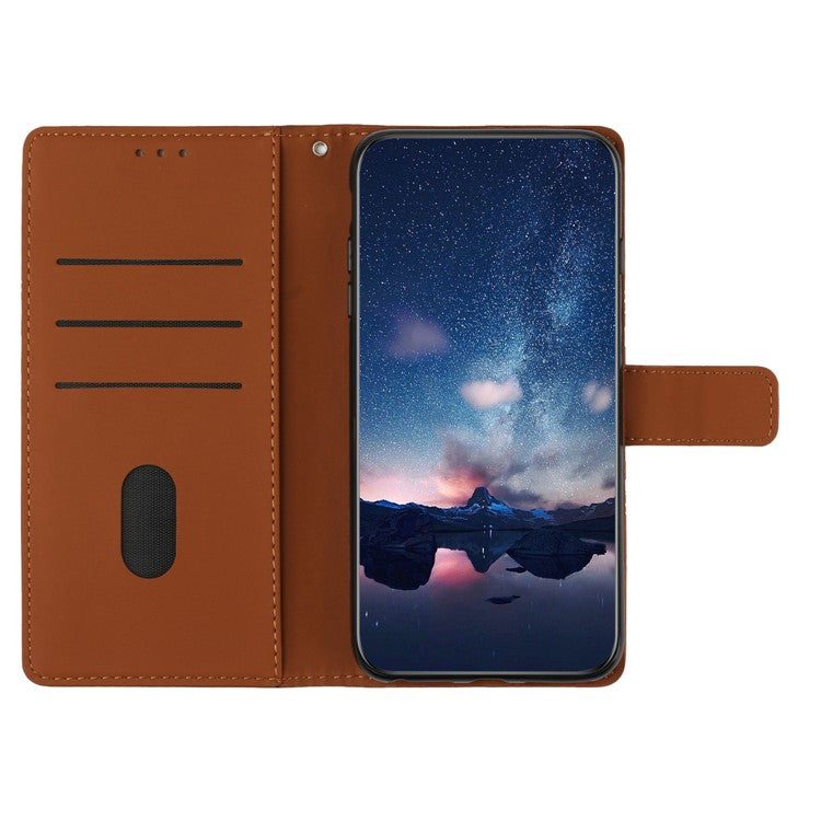 PU Leather Stand Case for Motorola Moto G73 5G , Wallet Imprinted Rhombus Cell Phone Cover - Brown
