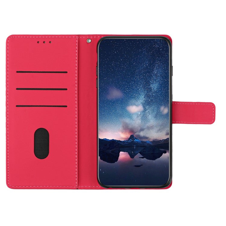 PU Leather Stand Case for Motorola Moto G73 5G , Wallet Imprinted Rhombus Cell Phone Cover - Rose