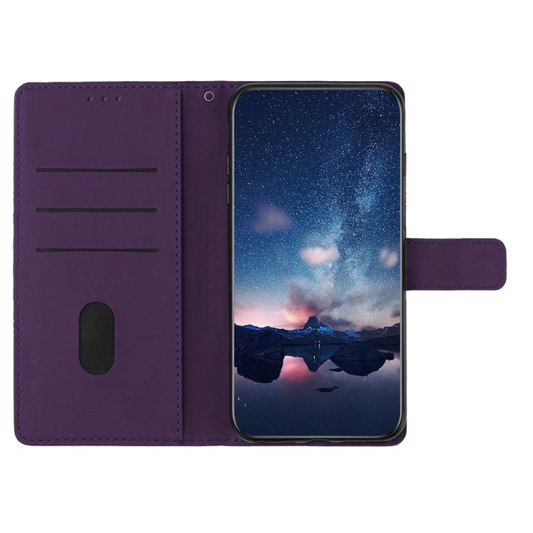 PU Leather Stand Case for Motorola Moto G73 5G , Wallet Imprinted Rhombus Cell Phone Cover - Purple