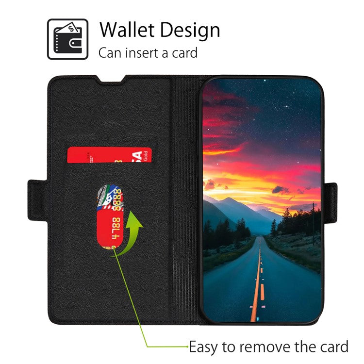 For Honor X40 5G PU Leather Smartphone Case Card Slot Phone Stand Cover - Black