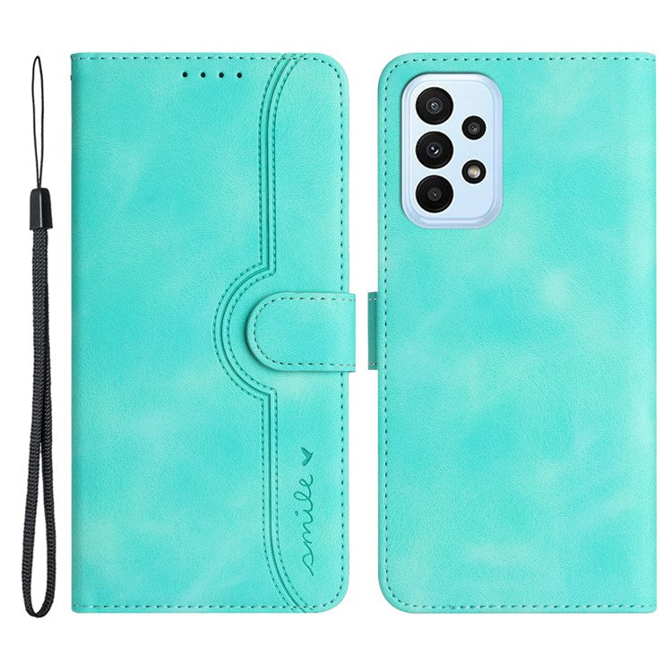 YX003 For Samsung Galaxy A53 5G Phone Shell Wallet PU Leather Imprinted Smile Pattern Phone Stand Case - Baby Blue