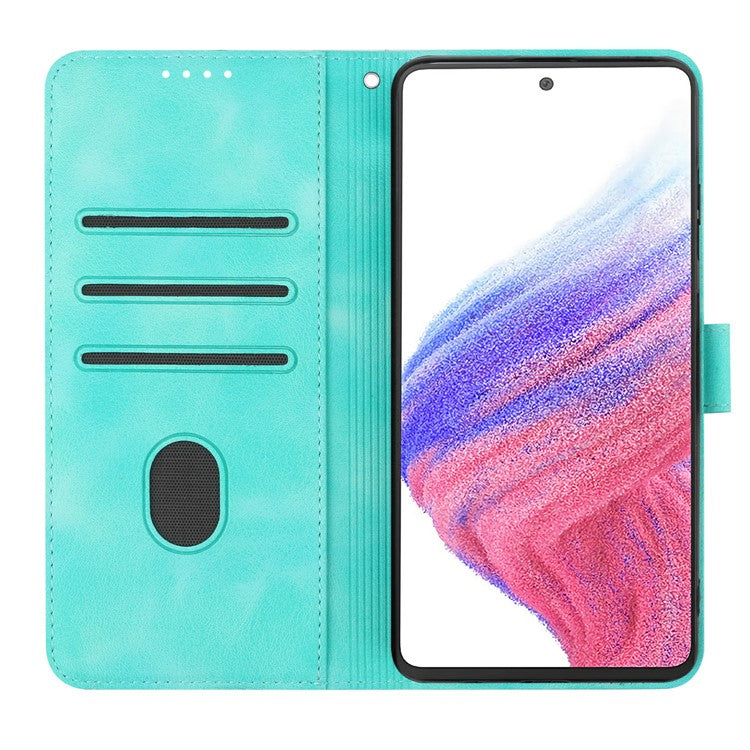 YX003 For Samsung Galaxy A53 5G Phone Shell Wallet PU Leather Imprinted Smile Pattern Phone Stand Case - Baby Blue