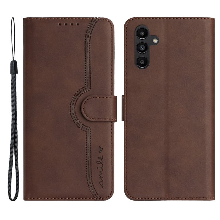 YX003 For Samsung Galaxy A14 4G / A14 5G TPU+PU Leather Imprinted Pattern Cover Wallet Phone Stand Case - Coffee