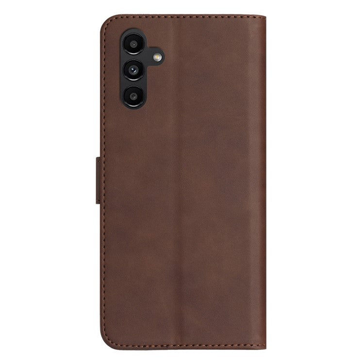 YX003 For Samsung Galaxy A14 4G / A14 5G TPU+PU Leather Imprinted Pattern Cover Wallet Phone Stand Case - Coffee