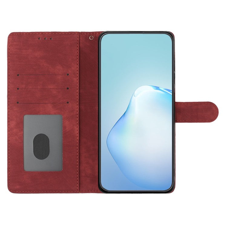 For iPhone 14 Plus PU Leather Wallet Fully Wrapped Cover Skin-touch Stand Phone Case - Red