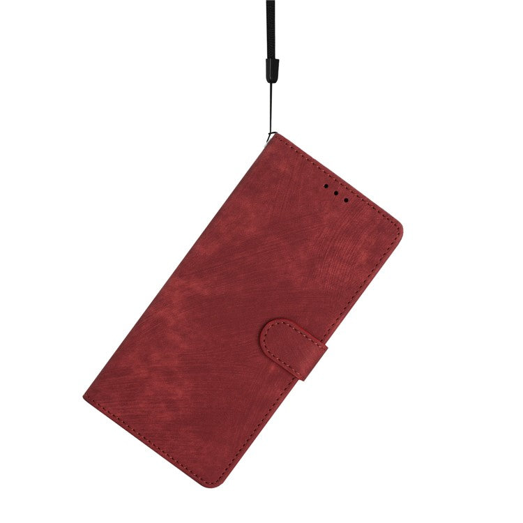 For iPhone 14 Plus PU Leather Wallet Fully Wrapped Cover Skin-touch Stand Phone Case - Red