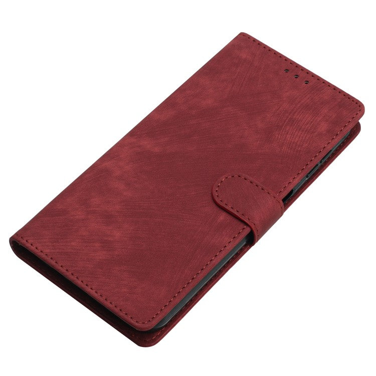 For iPhone 14 Plus PU Leather Wallet Fully Wrapped Cover Skin-touch Stand Phone Case - Red