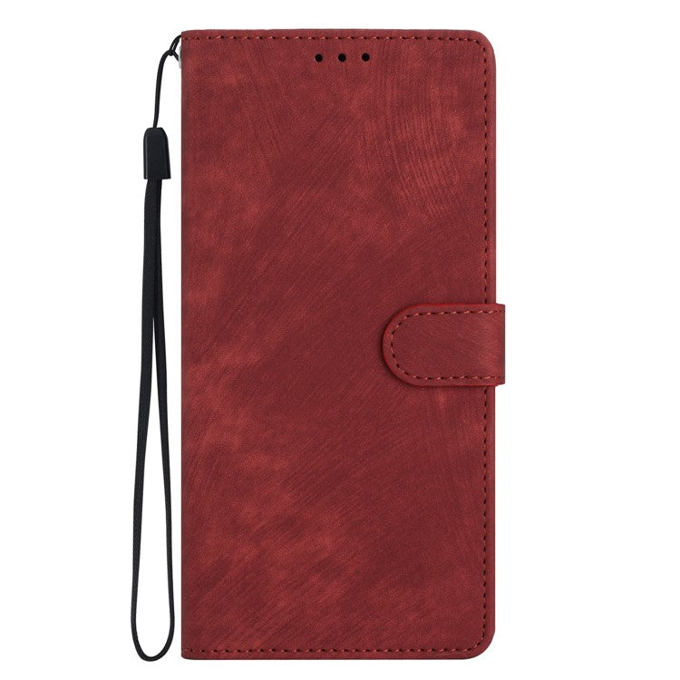 For iPhone 14 Plus PU Leather Wallet Fully Wrapped Cover Skin-touch Stand Phone Case - Red