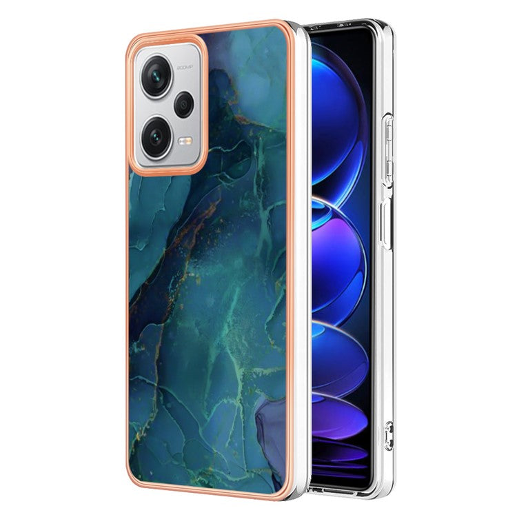 YB IMD Series-16 Style E For Xiaomi Redmi Note 12 Pro+ 5G Electroplating Phone Cover IMD 2.0mm Marble Pattern TPU Case - Green