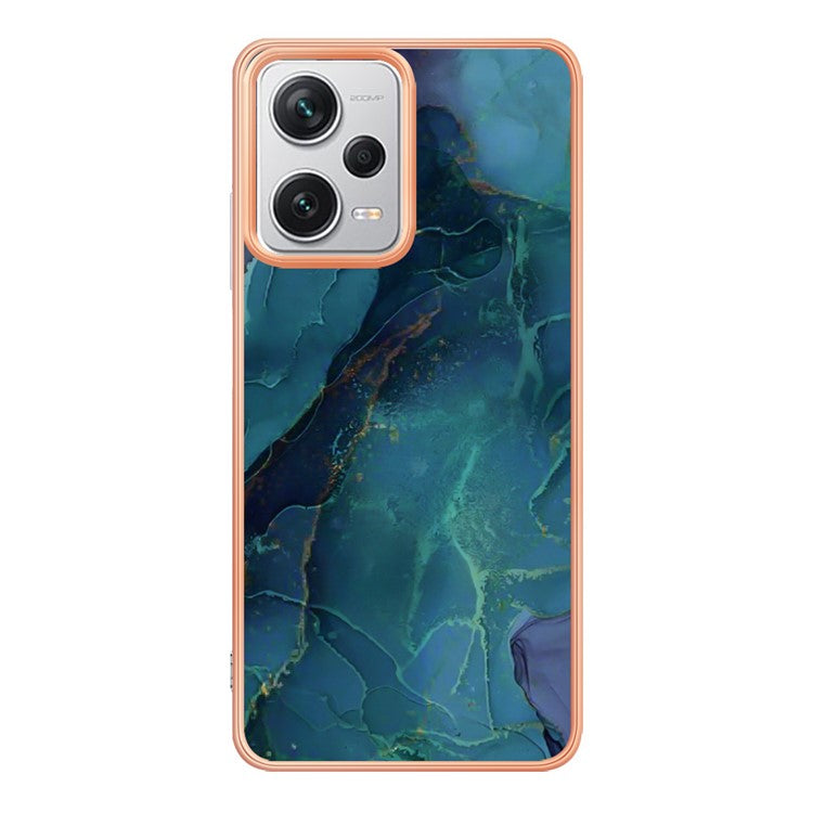 YB IMD Series-16 Style E For Xiaomi Redmi Note 12 Pro+ 5G Electroplating Phone Cover IMD 2.0mm Marble Pattern TPU Case - Green