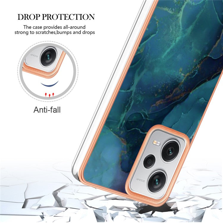 YB IMD Series-16 Style E For Xiaomi Redmi Note 12 Pro+ 5G Electroplating Phone Cover IMD 2.0mm Marble Pattern TPU Case - Green