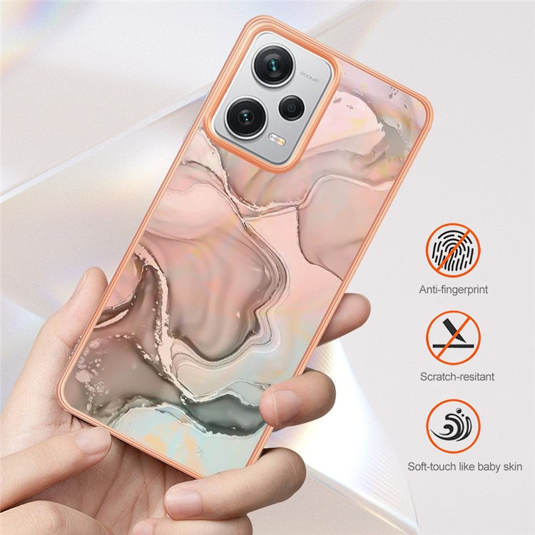 YB IMD Series-16 Style E For Xiaomi Redmi Note 12 Pro+ 5G Electroplating Phone Cover IMD 2.0mm Marble Pattern TPU Case - Green