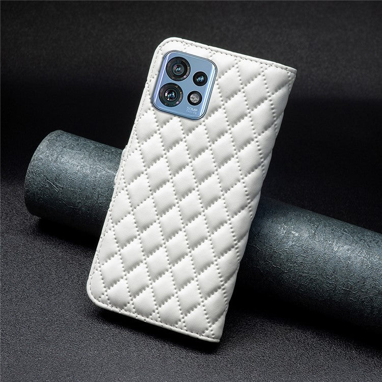 BINFEN COLOR BF Style-14 for Motorola Edge 40 Pro 5G / Moto X40 5G Phone Case Stand PU Leather Wallet Phone Cover - White