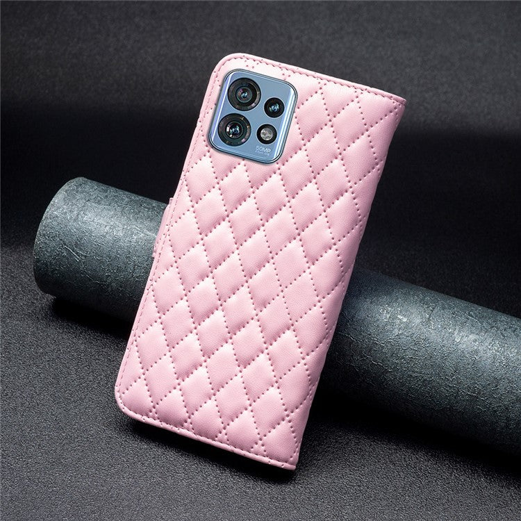 BINFEN COLOR BF Style-14 for Motorola Edge 40 Pro 5G / Moto X40 5G Phone Case Stand PU Leather Wallet Phone Cover - Pink