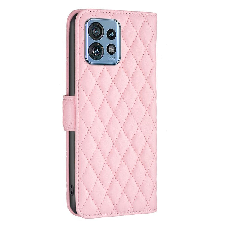 BINFEN COLOR BF Style-14 for Motorola Edge 40 Pro 5G / Moto X40 5G Phone Case Stand PU Leather Wallet Phone Cover - Pink