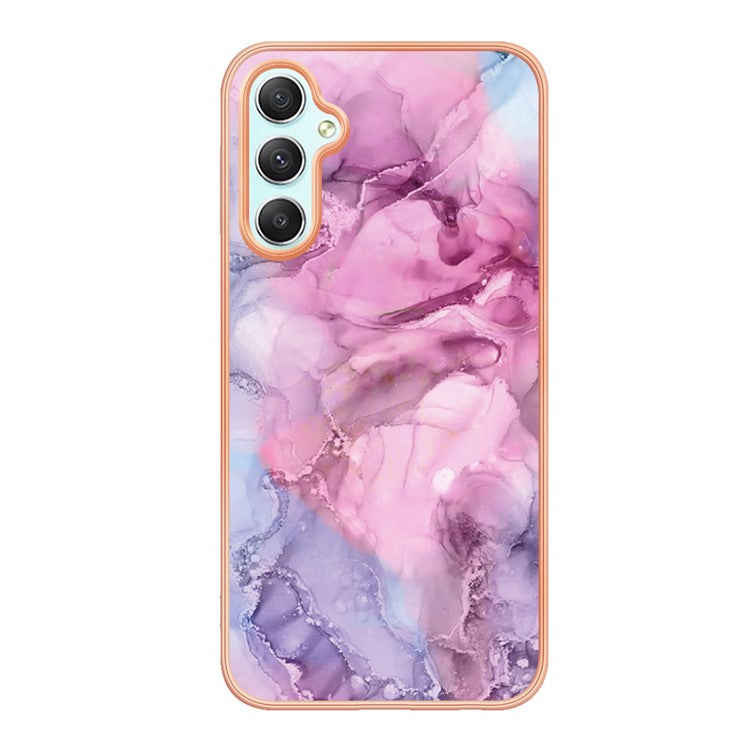 YB IMD Series-16 for Samsung Galaxy A24 4G (162.1 x 77.6 x 8.3mm) , IMD 2.0mm Electroplating Marble Pattern Phone Cover - Rose