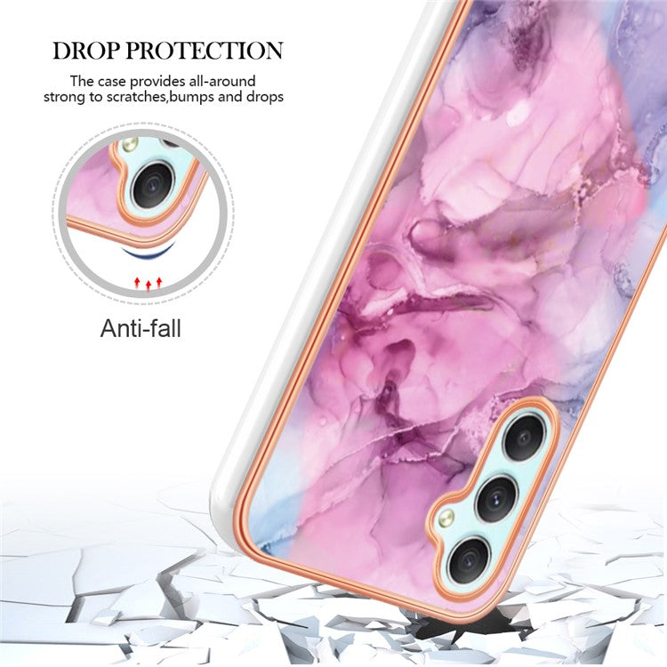 YB IMD Series-16 for Samsung Galaxy A24 4G (162.1 x 77.6 x 8.3mm) , IMD 2.0mm Electroplating Marble Pattern Phone Cover - Rose